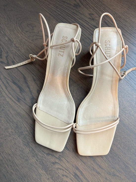 SCHUTZ Shoes - New No Box SCHUTZ  Pompeii Beige/Nude Square-Toe Strappy Heels